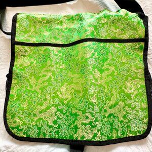 Asian themed green messenger bag